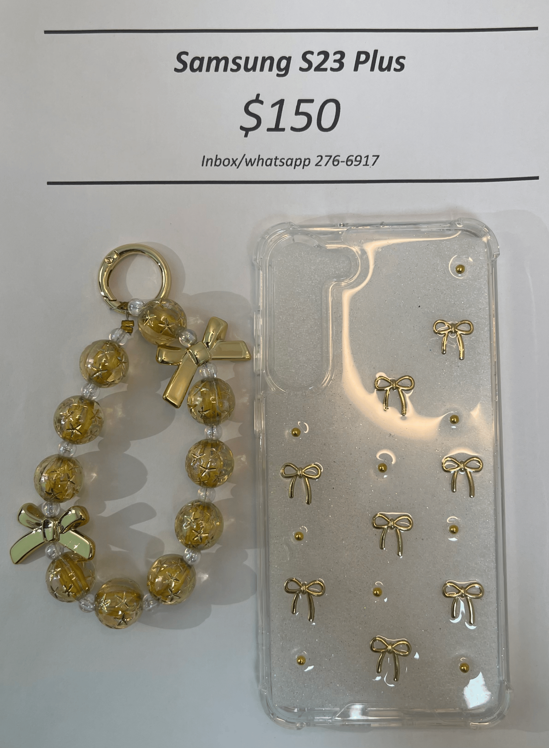 S23+ Clear Gold Bow