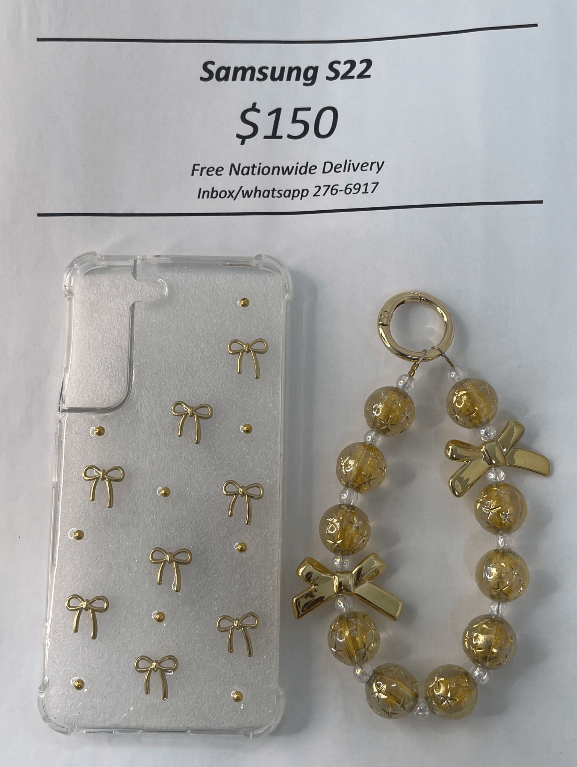 S22 Clear Gold Bow