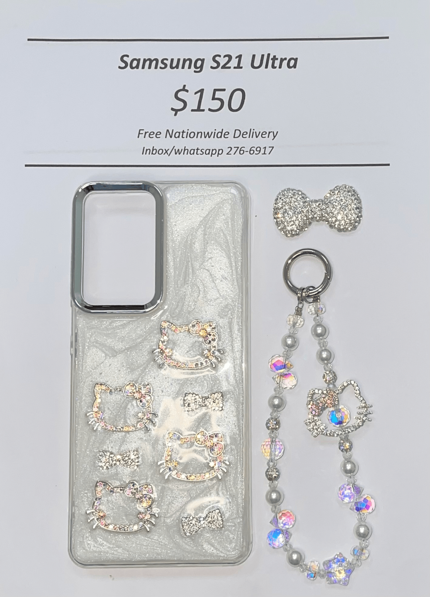 S21 Ultra Silver Gem Hello Kitty