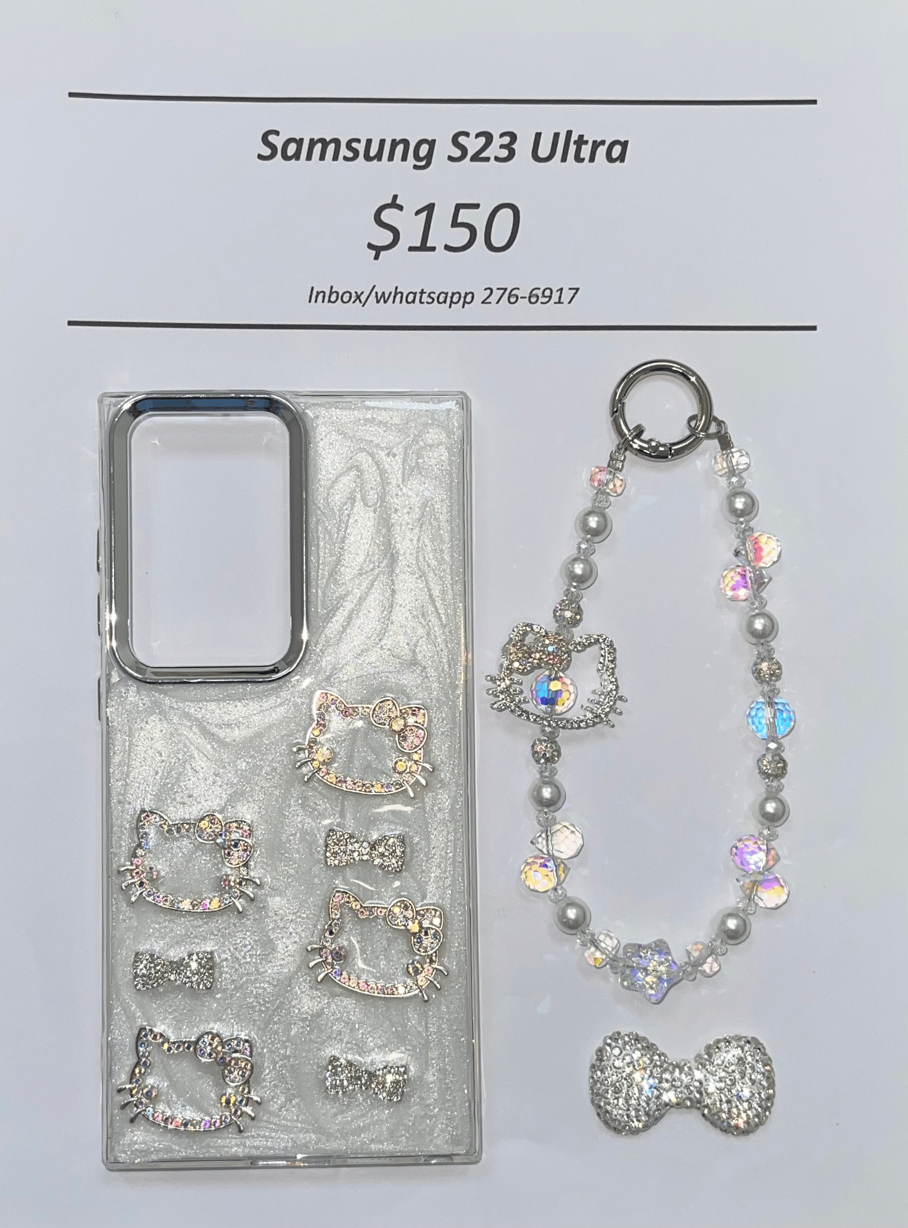 S23 Ultra Silver Gem Hello Kitty