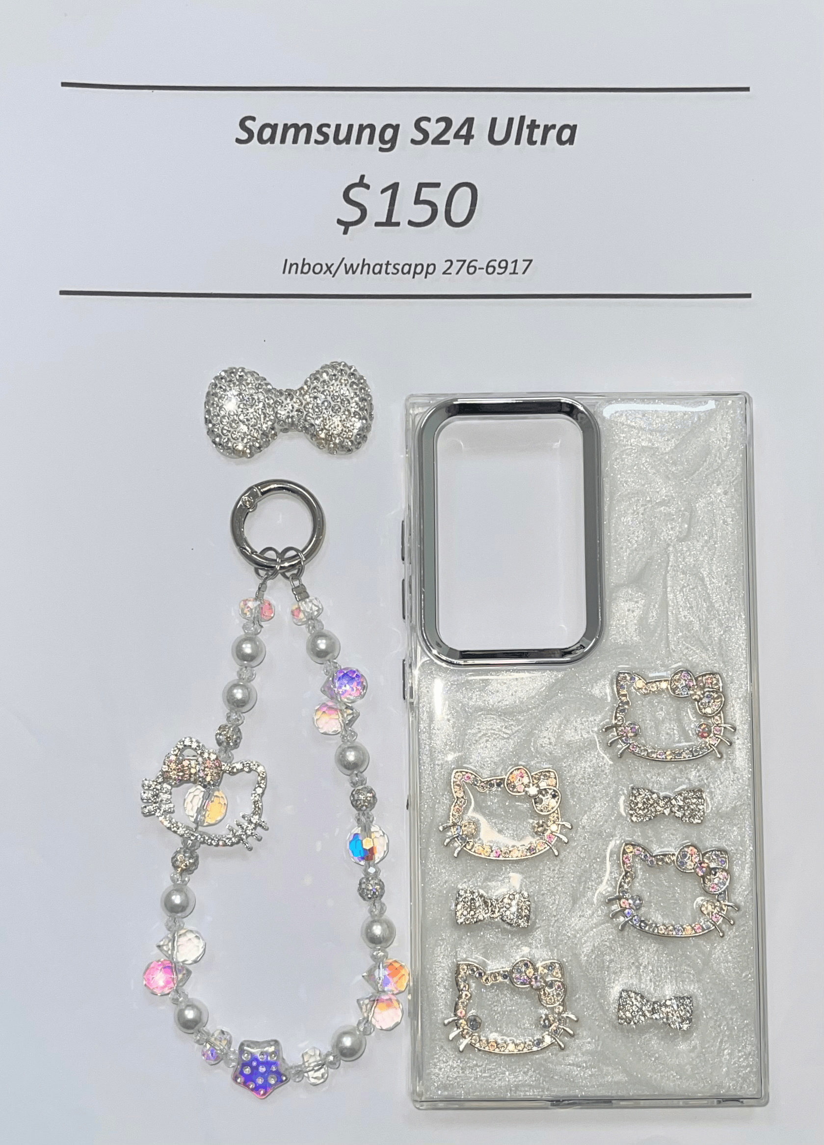 S24 Ultra Silver Gem Hello Kitty