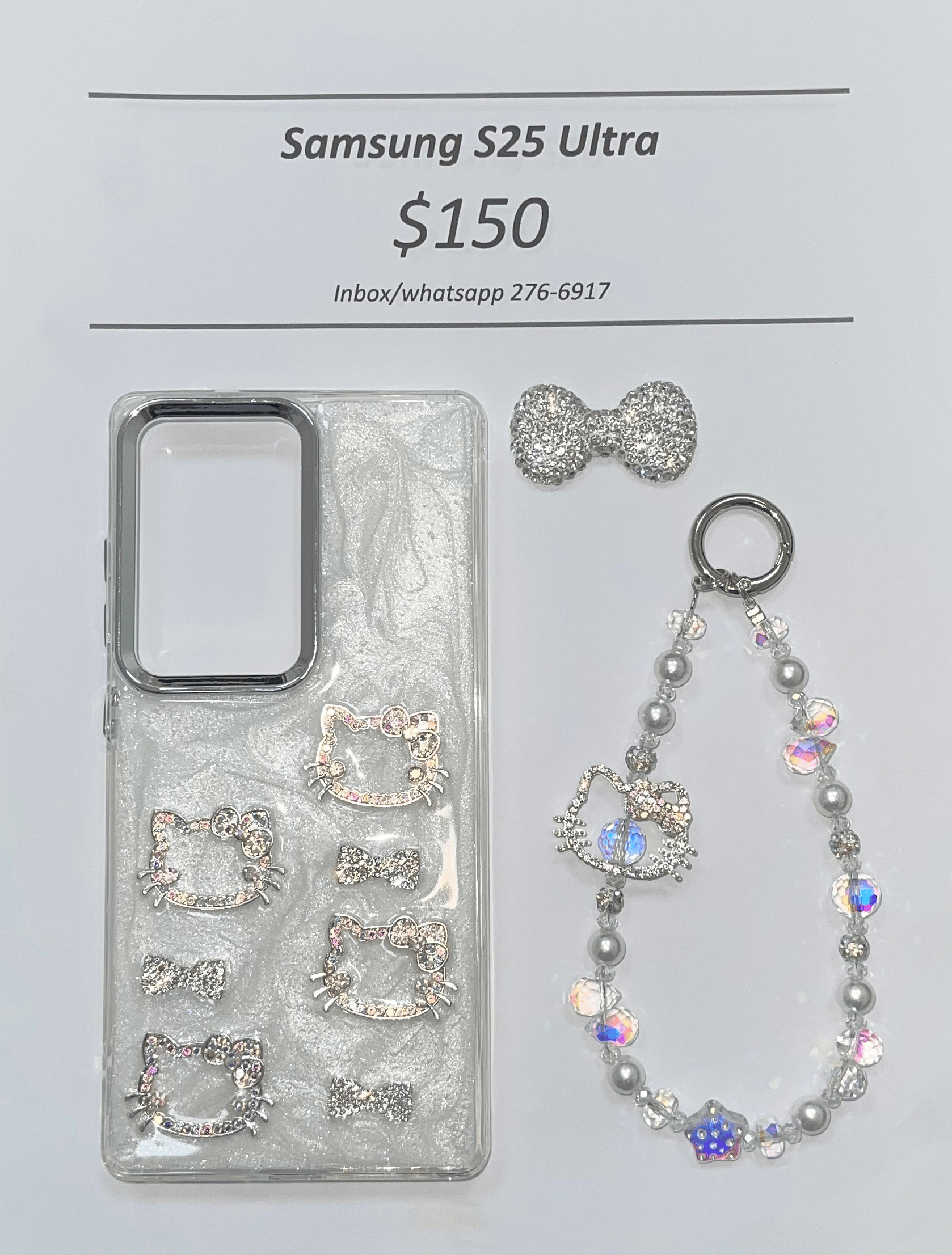 S25 Ultra Silver Gem Hello Kitty