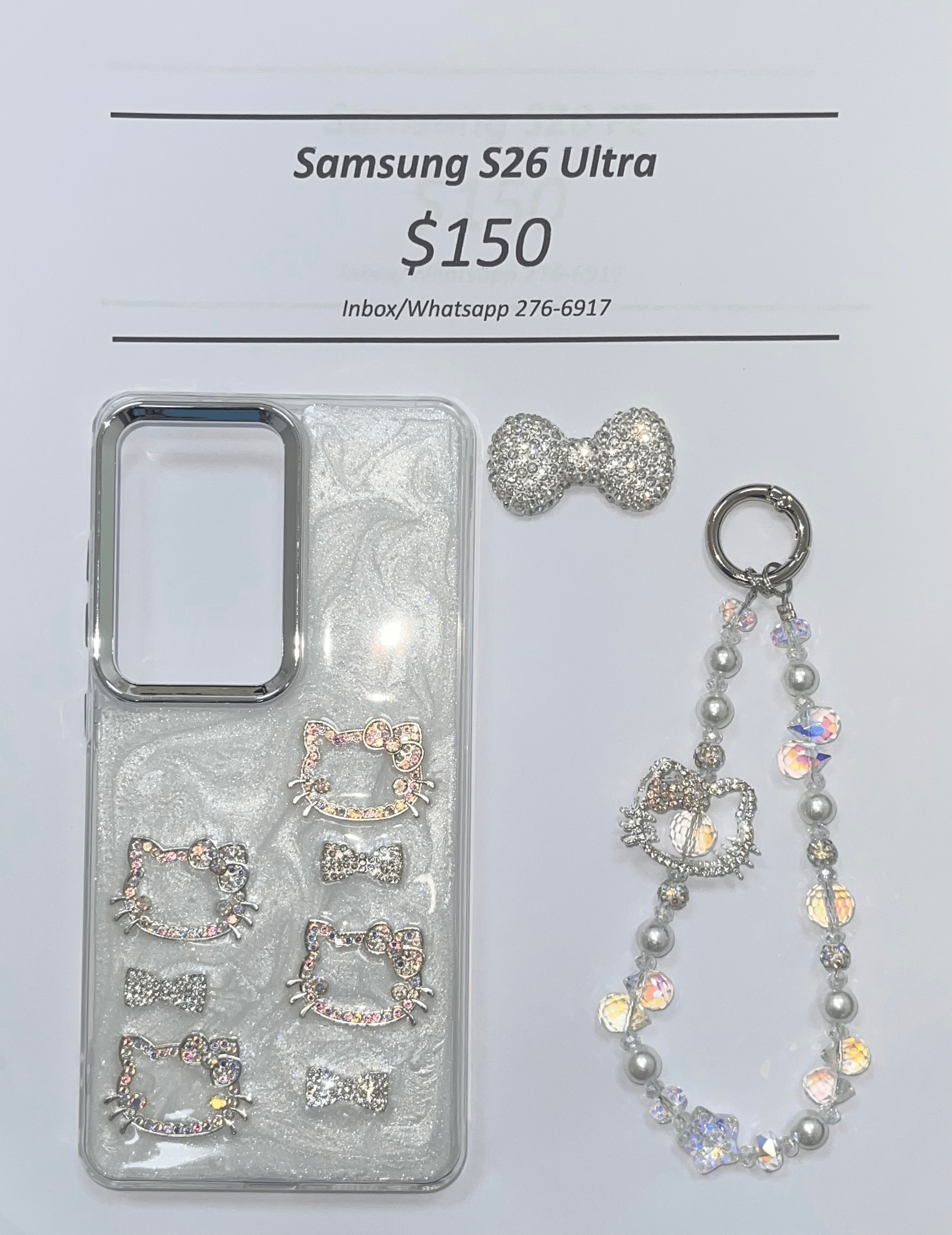 S26 Ultra Silver Gem Hello Kitty