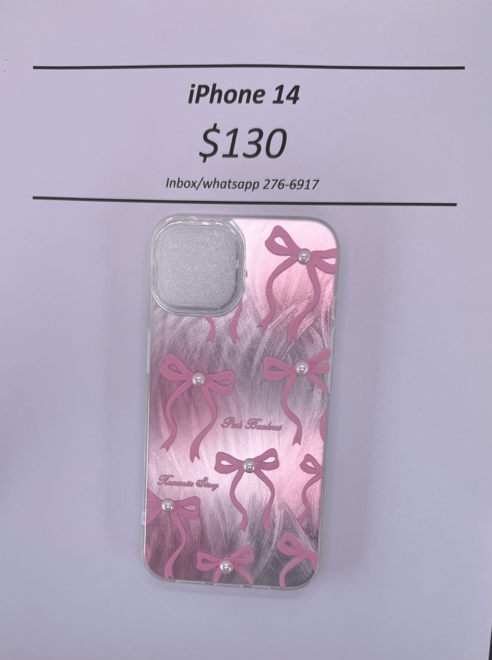 iPhone 14 Bow with Pearl Case