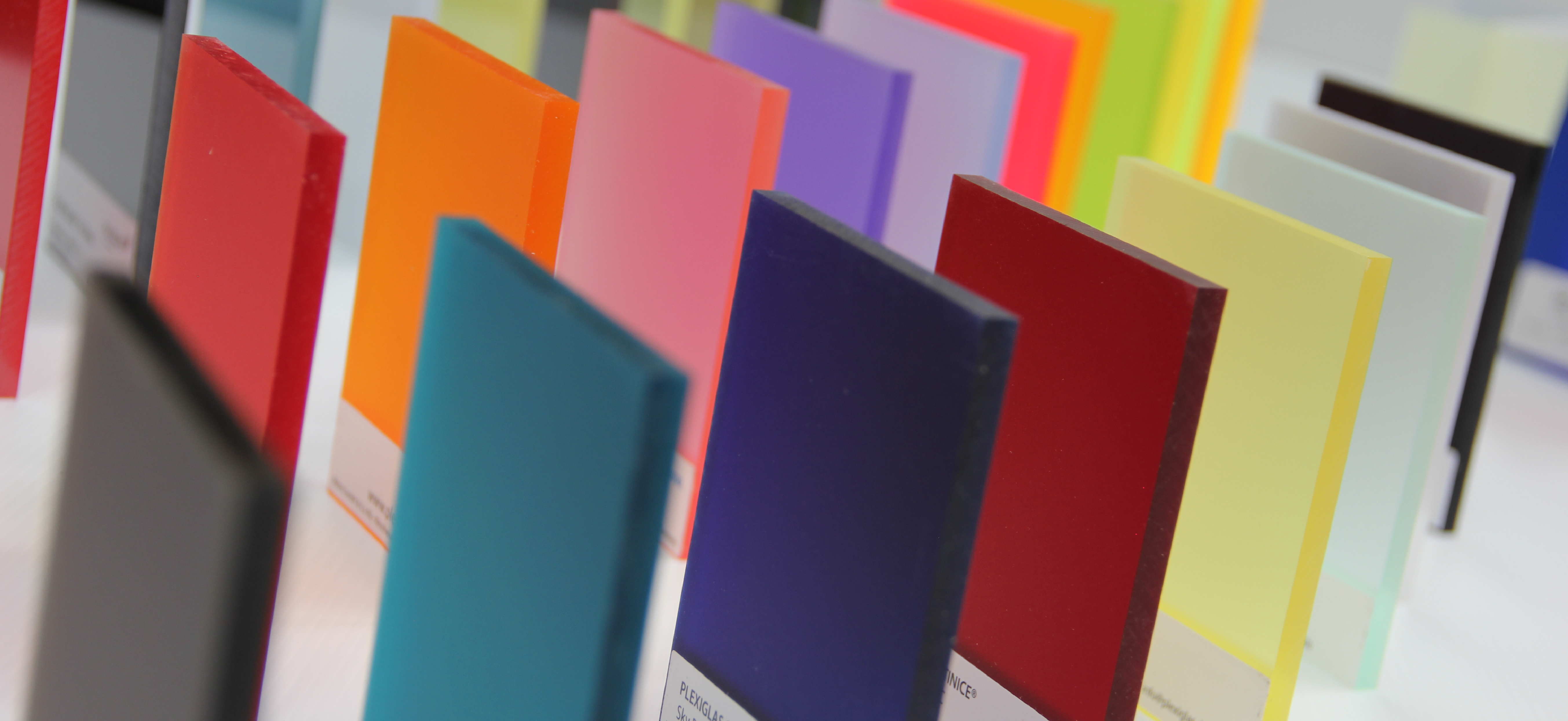 Colourful samples of acrylic sheet