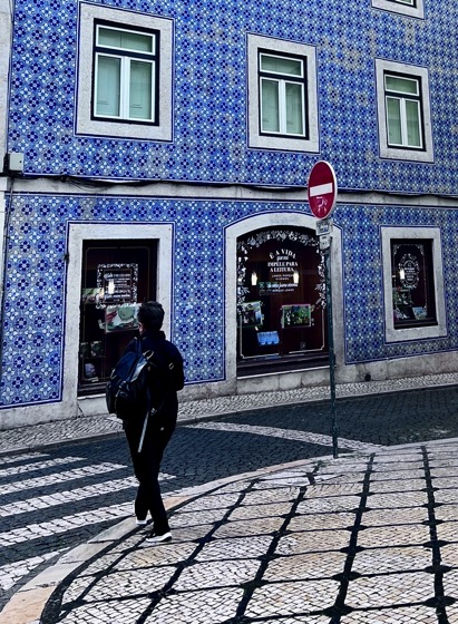 Tiled building and sidewalk