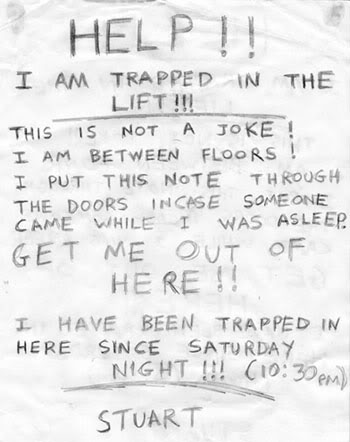 Trapped in a lift note Trapped in a lift note