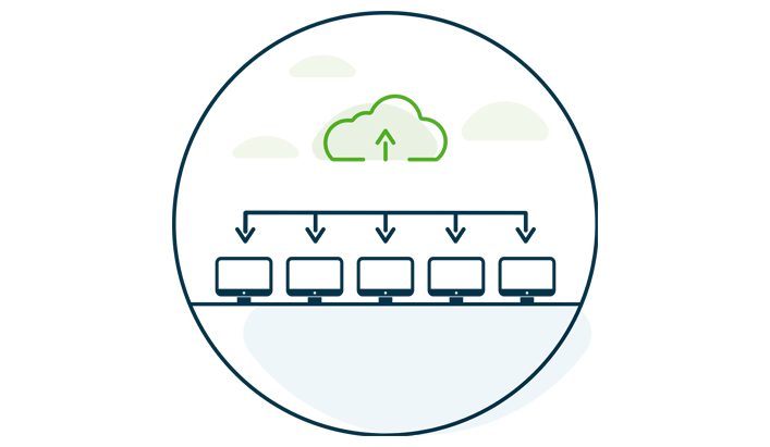 graphics of computers connected to cloud
