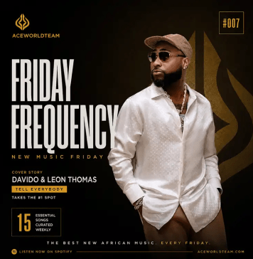 New Music Friday cover featuring Davido on AceWorldTEAM's Friday Frequency #007 highlighting the week's best new African music releases.