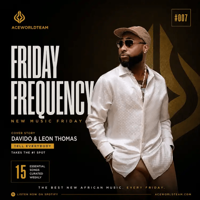 New Music Friday cover featuring Davido on AceWorldTEAM's Friday Frequency #007 highlighting the week's best new African music releases.