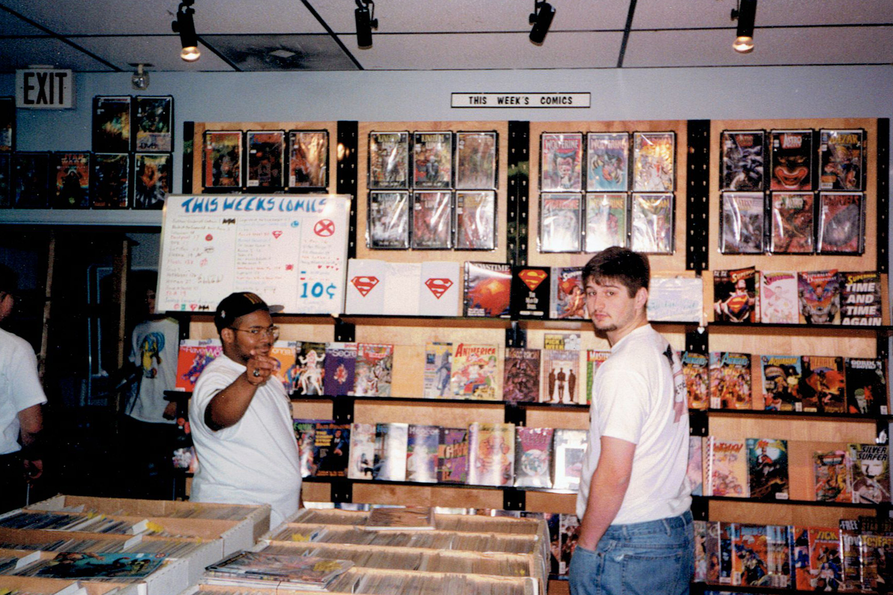 New books wall, circa 1999.