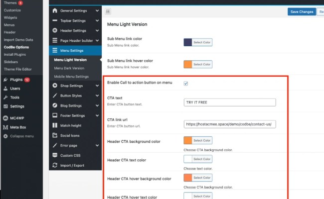 How To Customize Call To Action (CTA) Button On Main Menu – AcmeeDesign ...