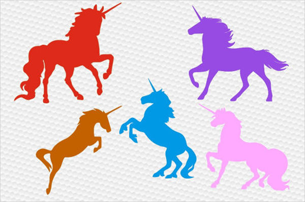 9 magic unicorn silhouette vector template template business psd