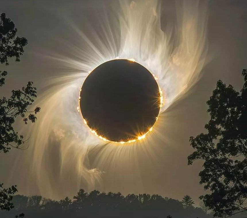 "La Asombrosa Transición: Naturaleza y Cosmos en un Eclipse Total"