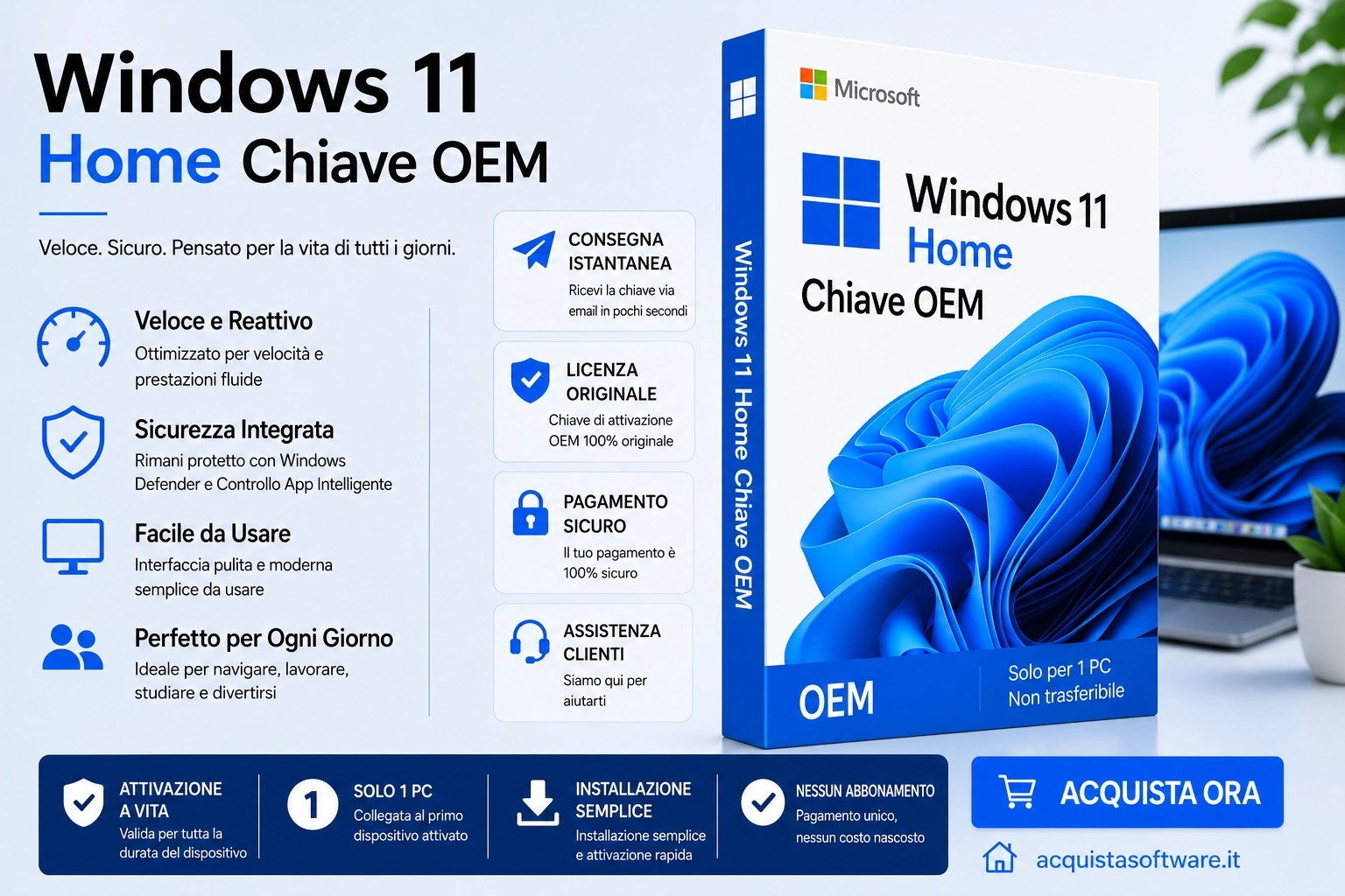 Acquista Windows 11 Home OEM Key con consegna digitale immediata