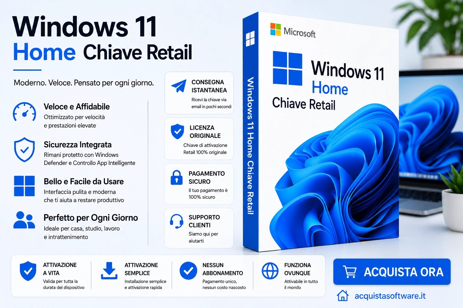 Acquista Windows 11 Home Retail Key con consegna digitale immediata