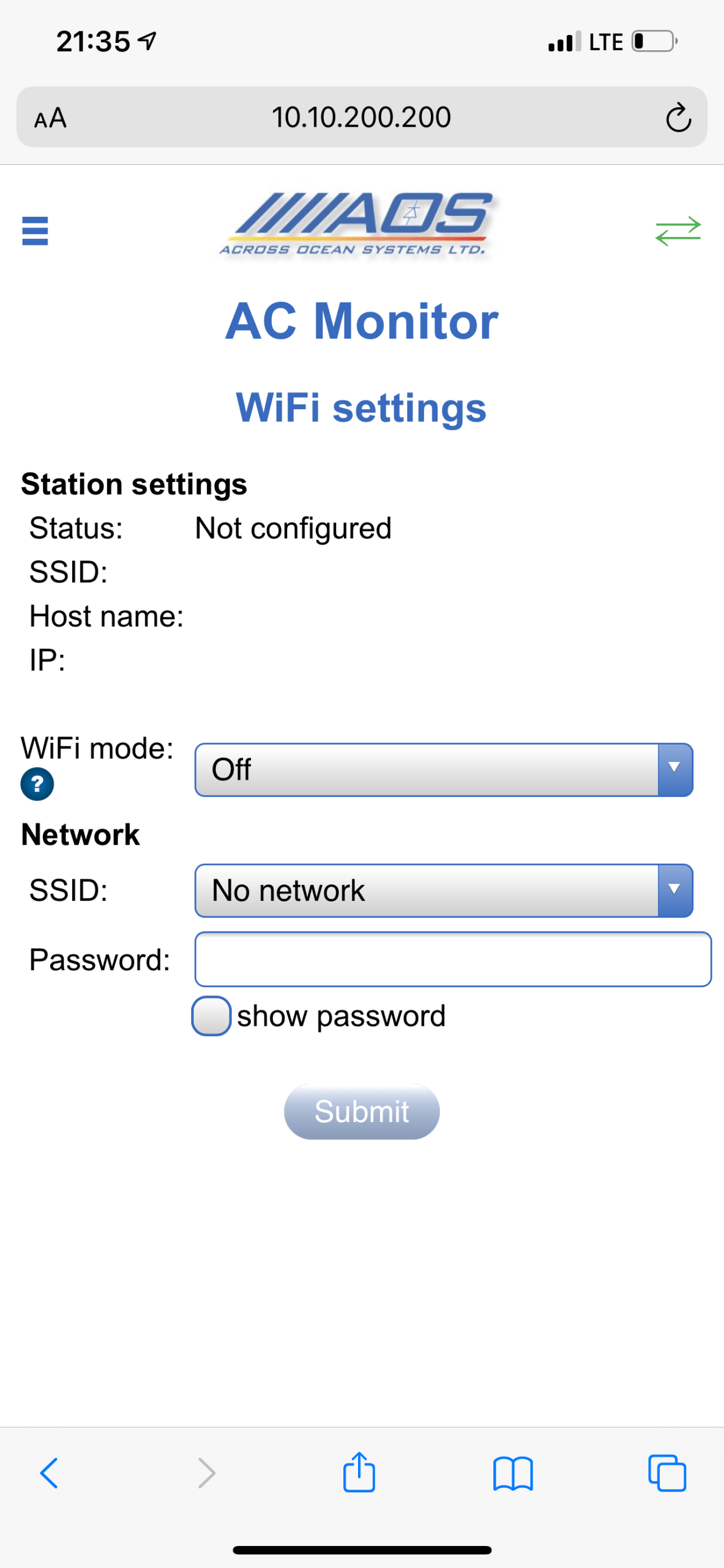 WiFi settings