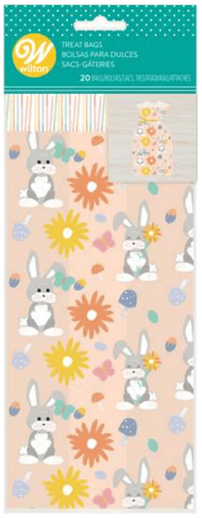 Wilton Easter Bunny Flower Treat Bags, Ties 20 Ct