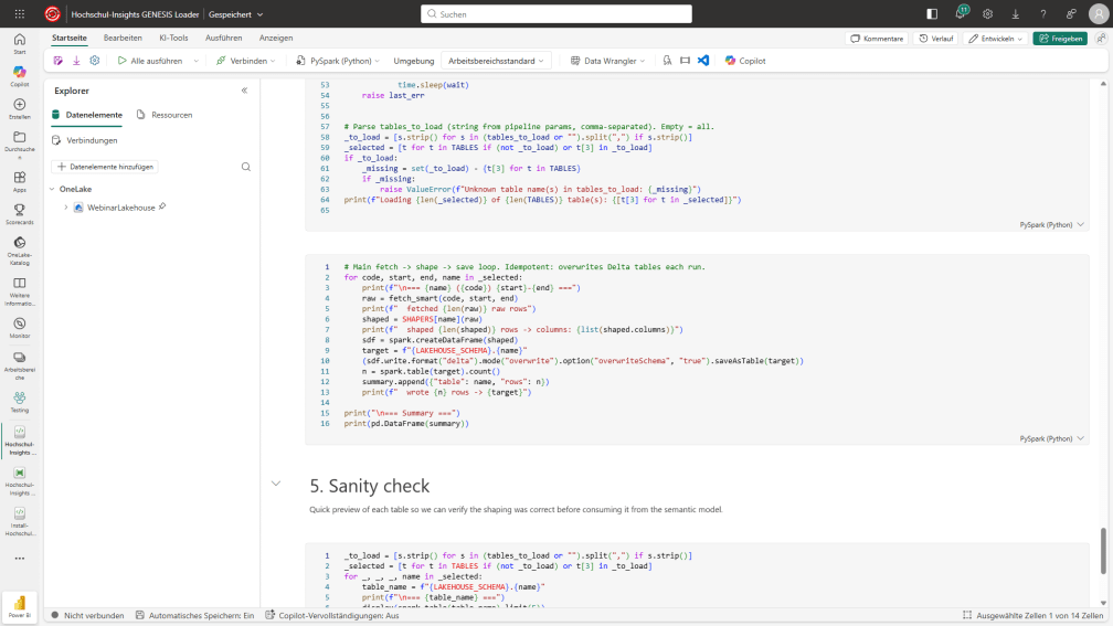 Hochschul-Insights GENESIS Loader notebook