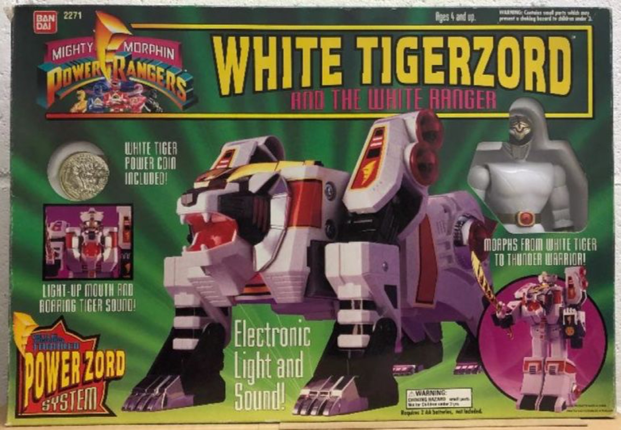 Mighty Morphin Power Rangers White Tigerzord With 8