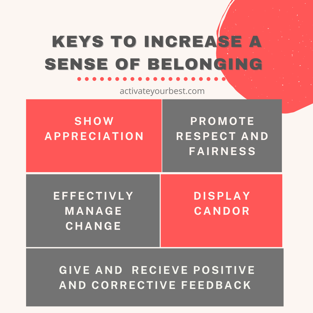 Keys to increase ones sense of belongingness