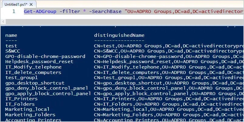 Get-adgroup: how to get all ad groups with powershell