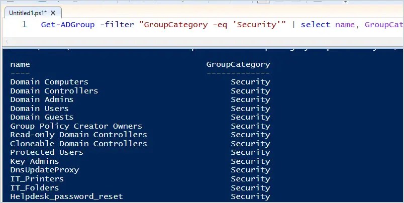 Get-adgroup: how to get all ad groups with powershell