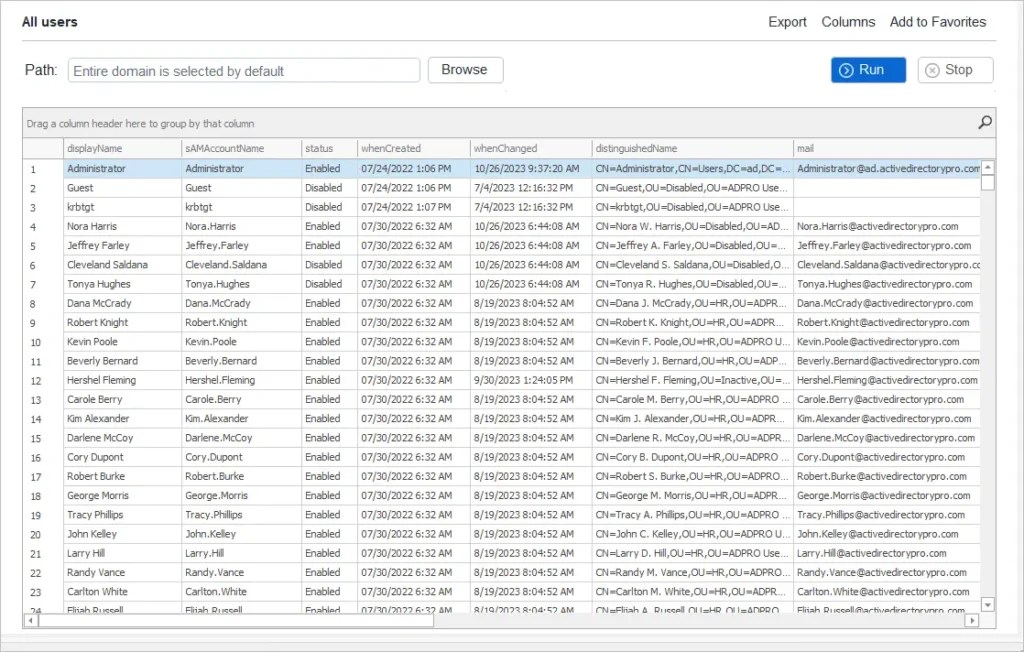 How to view user attributes in active directory