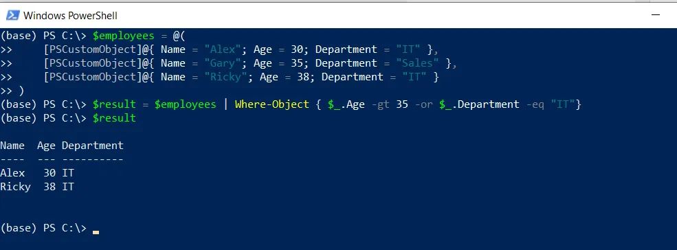 Filtering Objects with Where-Object -Or in PowerShell - Active ...