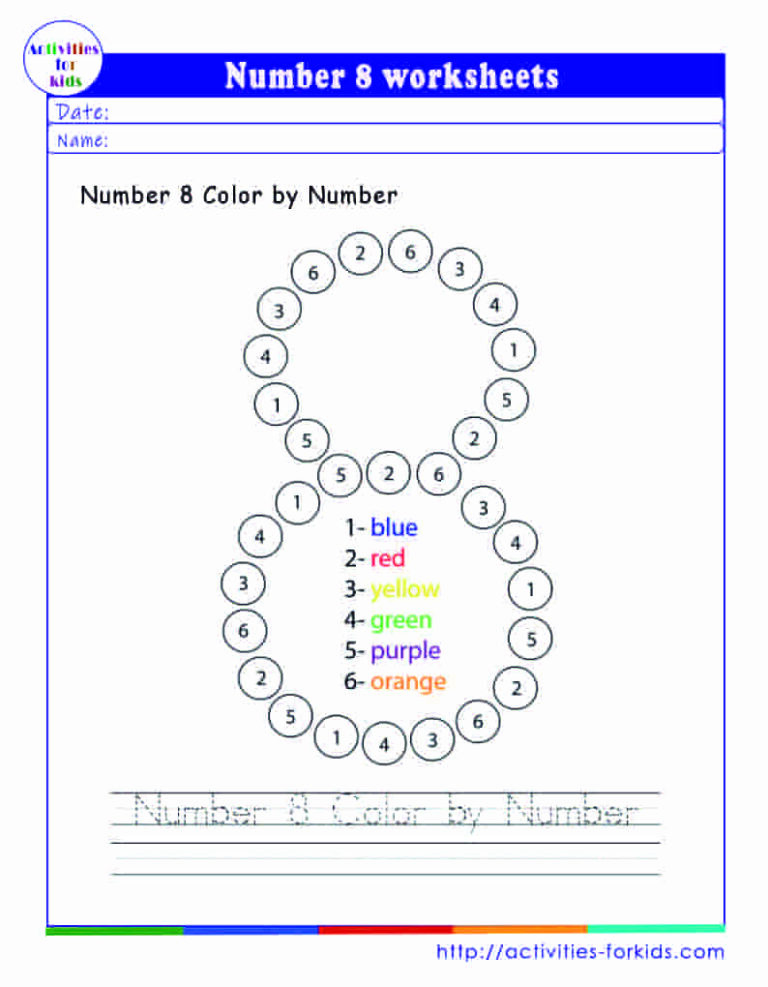 Number 8 worksheets free printable