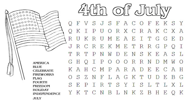 july 4th word search for kids free printable