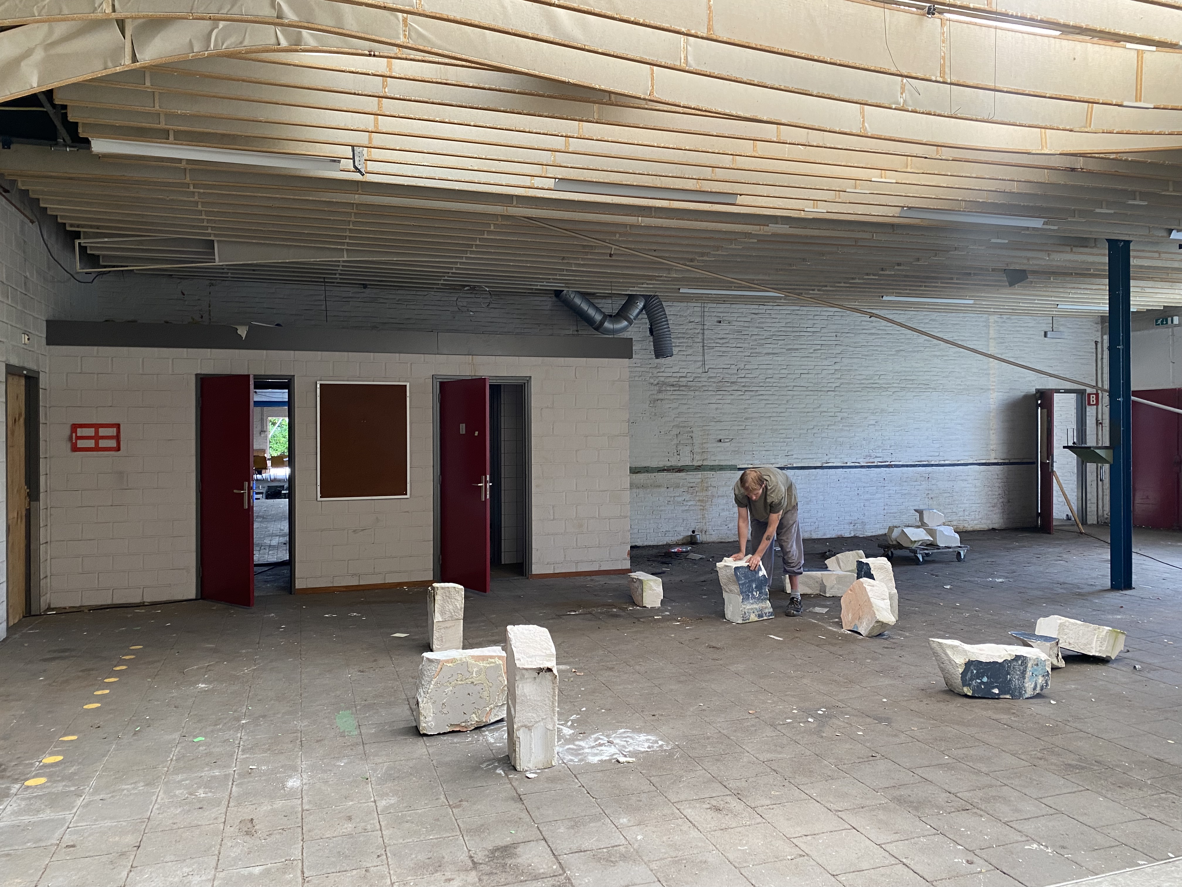Artist Adam Moore and Lotte Van Gelder facilitating curating with site with Destination Unknown 2023 artist Sjors Smit © Adam Moore.
