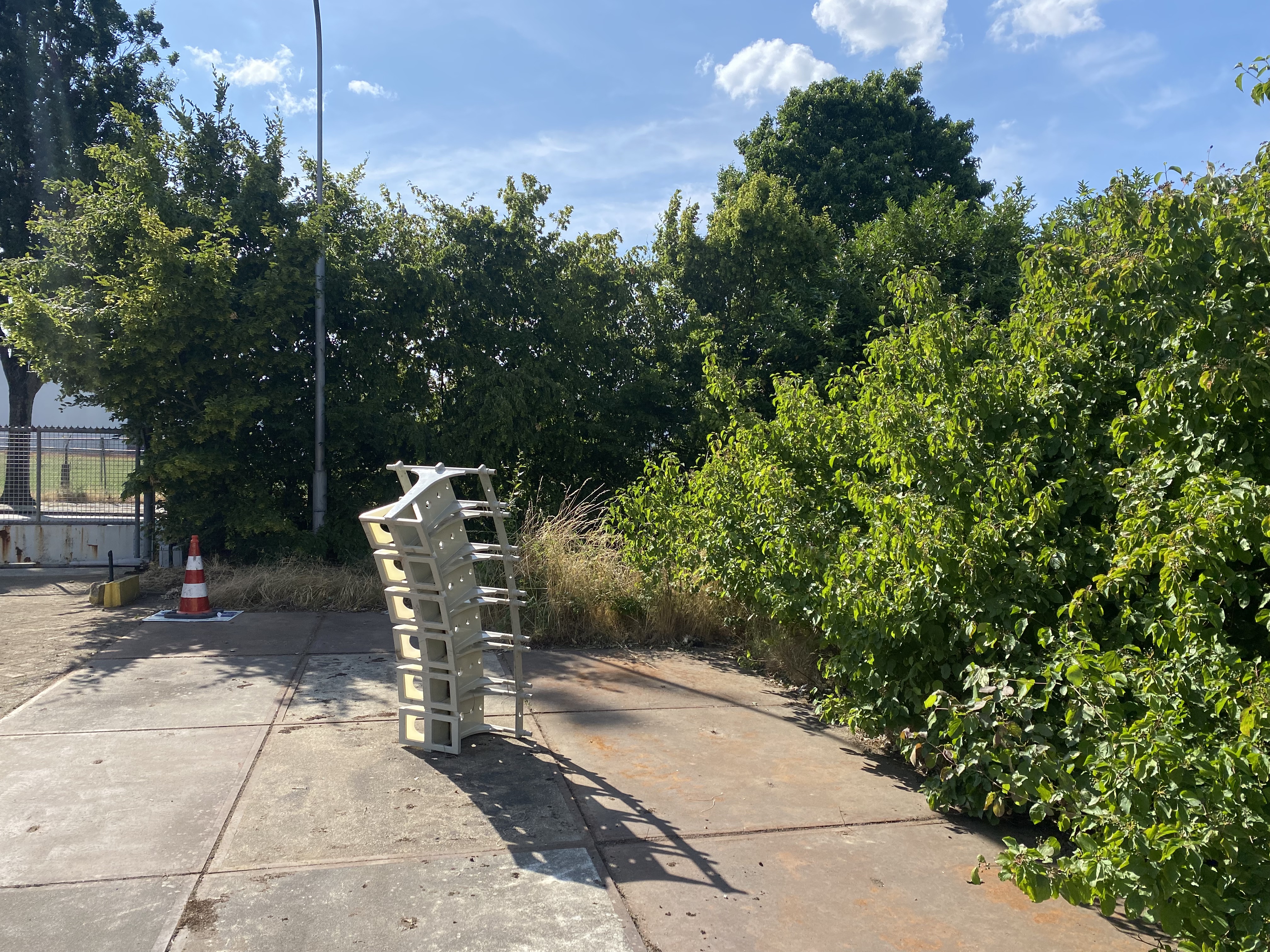 Artists Adam Moore and Lotte Van Gelder facilitating curating and performing with site with Destination Unknown 2023 artist Michele Bazzoli © Adam Moore.