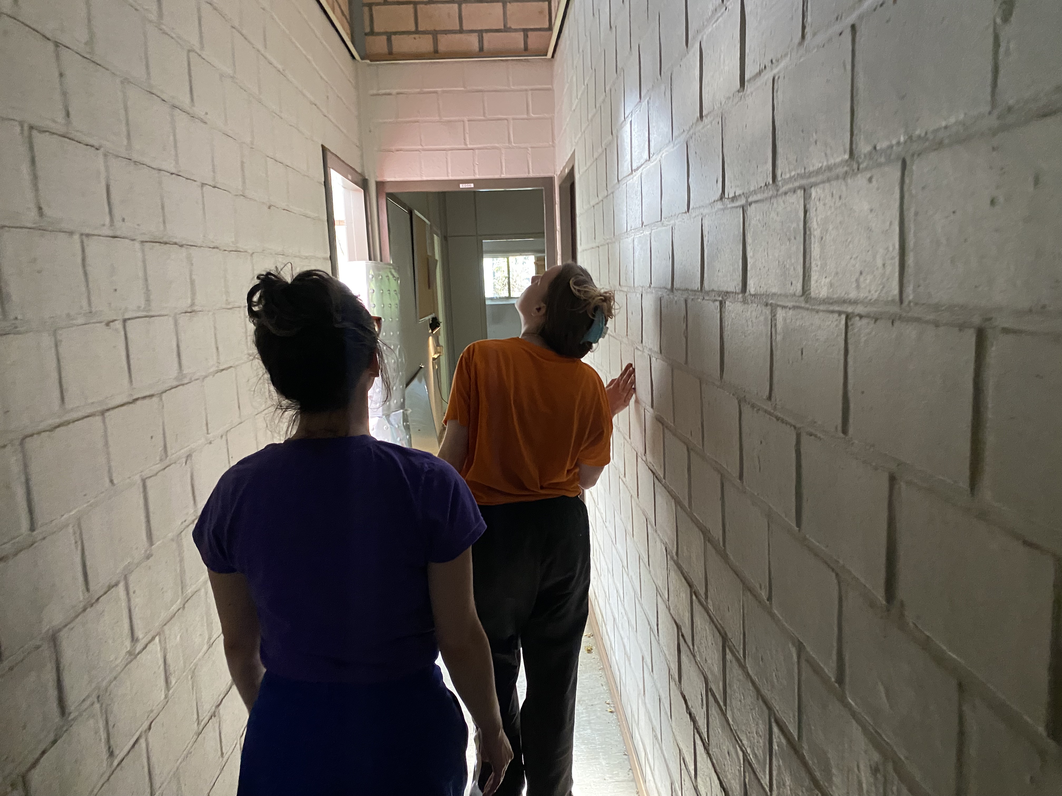 Artists Adam Moore and Lotte Van Gelder facilitating curating and performing with site with Destination Unknown 2023 artist Lola Schot © Adam Moore.