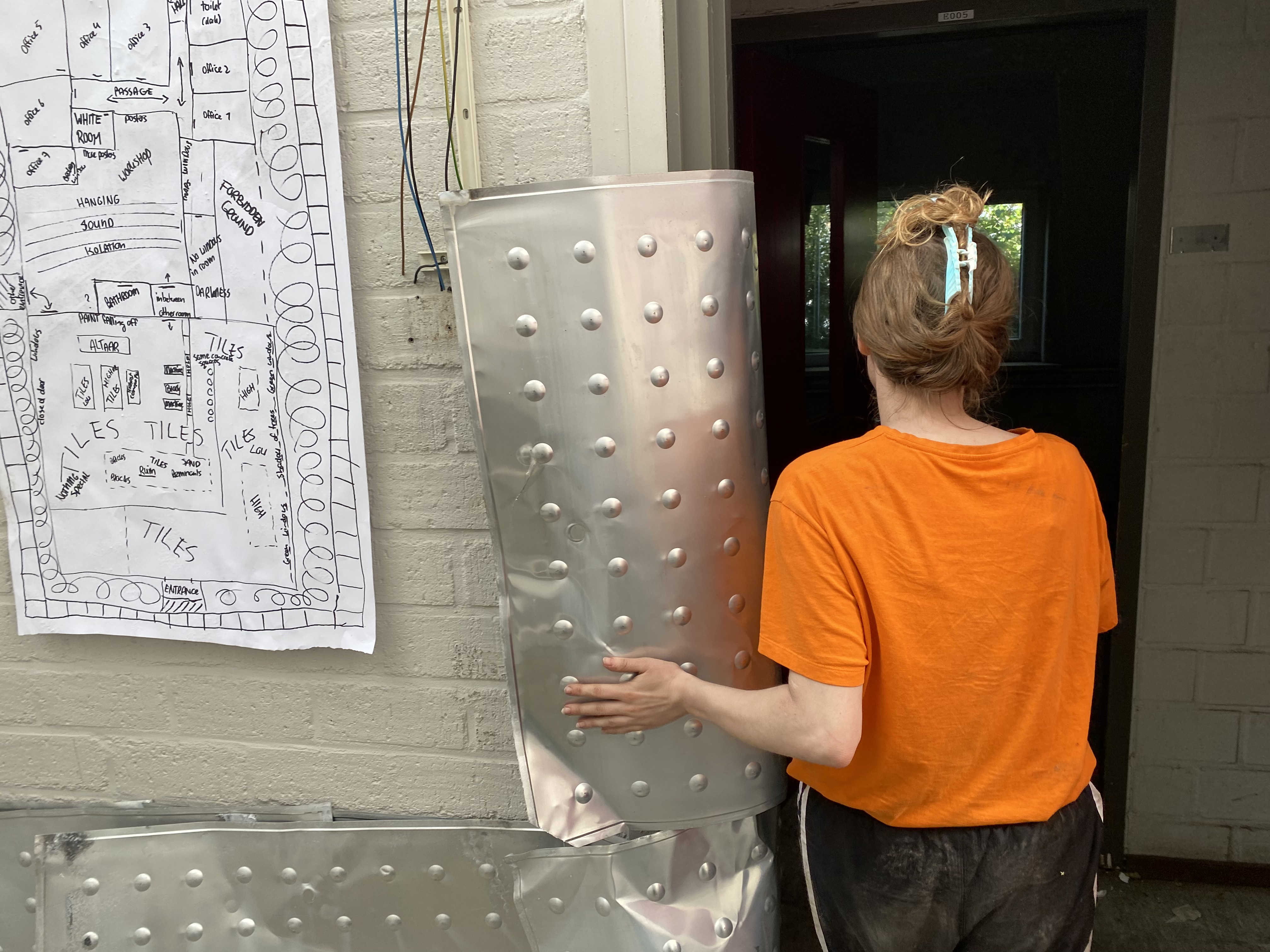 Artists Adam Moore and Lotte Van Gelder facilitating curating and performing with site with Destination Unknown 2023 artist Lola Schot © Adam Moore.