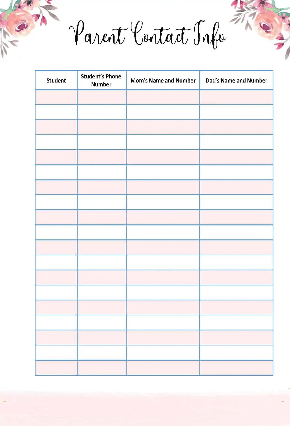 Free printable phone directory templates