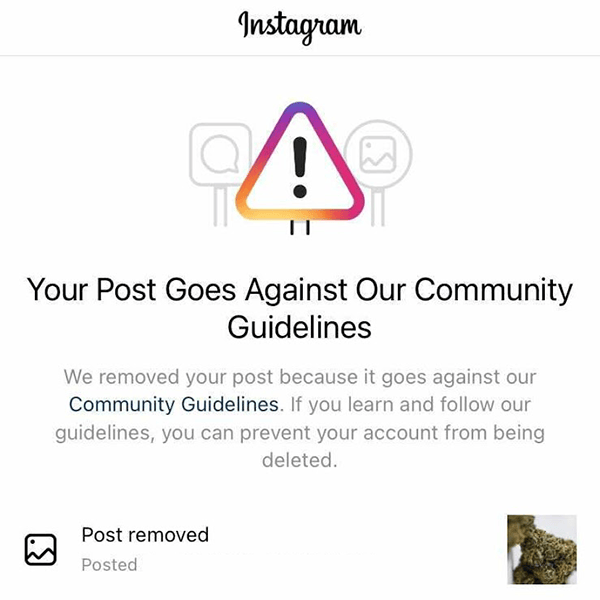 Instagram Cannabis Post Notice