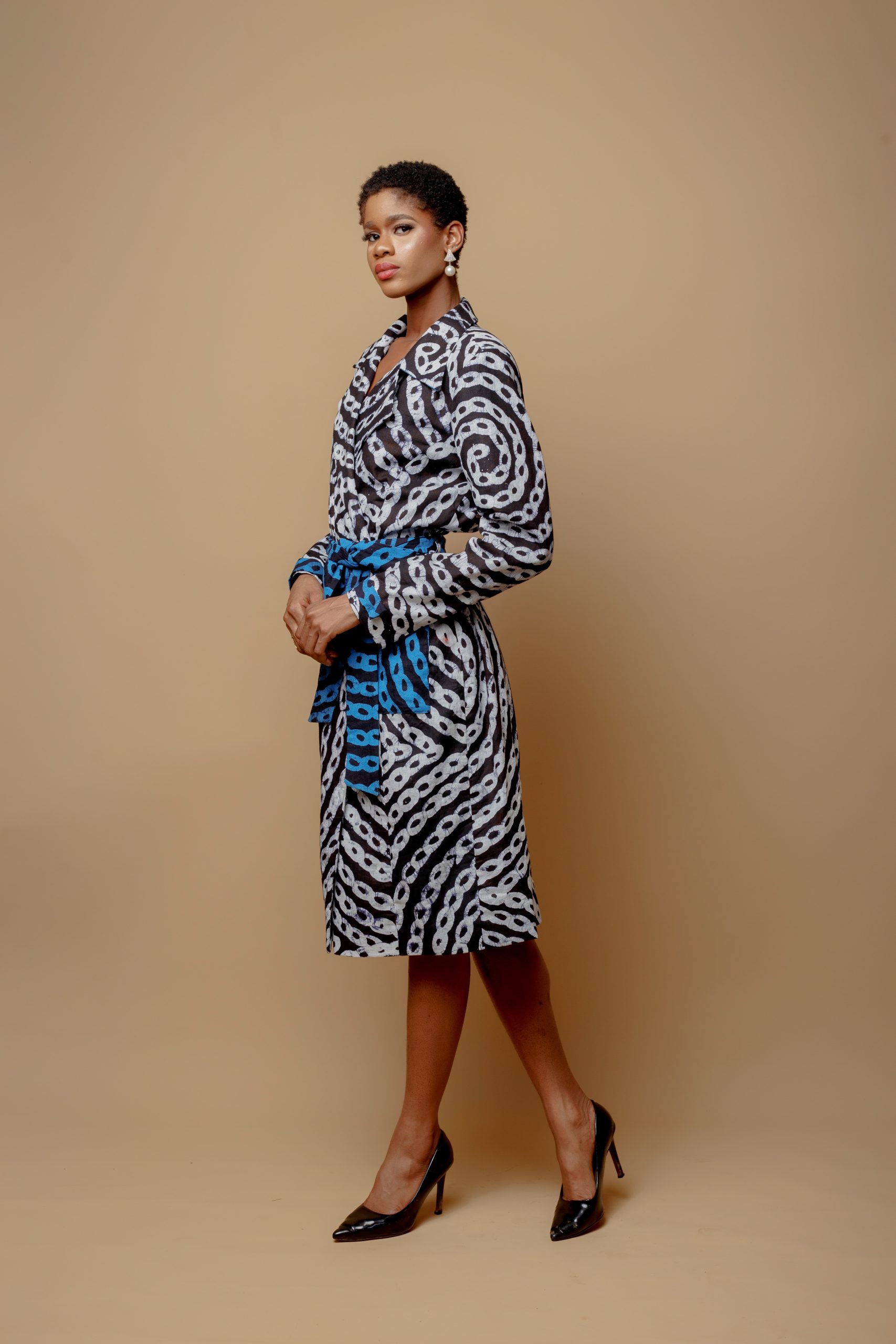 Adire Jacket With Contrast Pocket