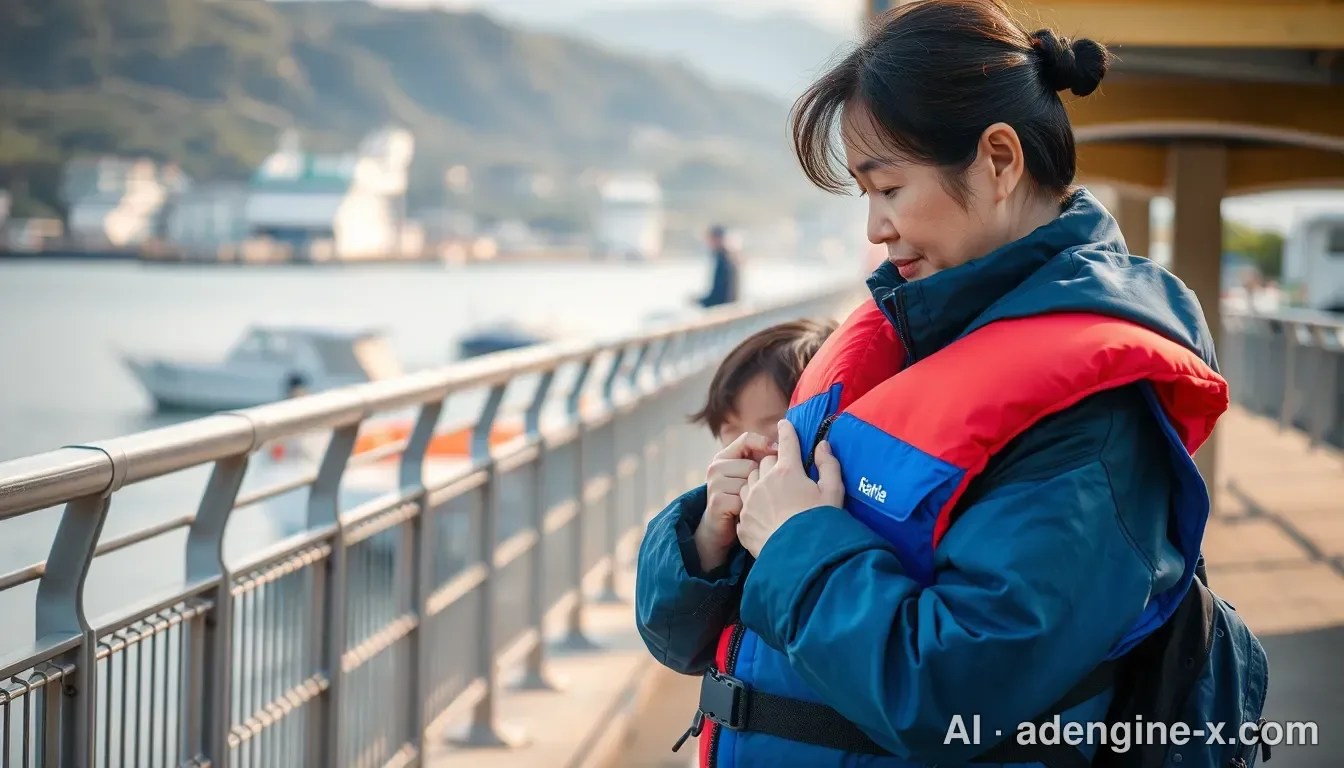가족 동반 낚시 구명조끼 착용 사진 1
