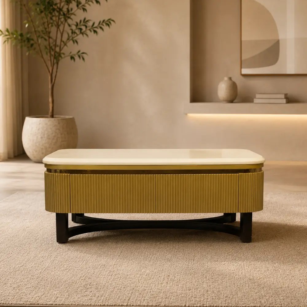 White and golden Center Table