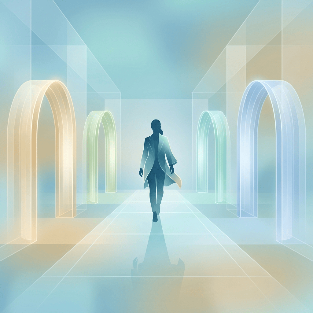 Patient navigating pathways to find where to get stem cell treatment, illustrated guide concept