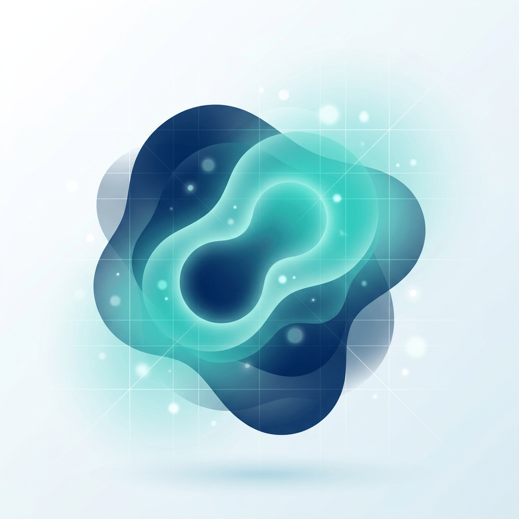 Abstract teal and blue illustration symbolizing advanced wound care dressing and biologic healing