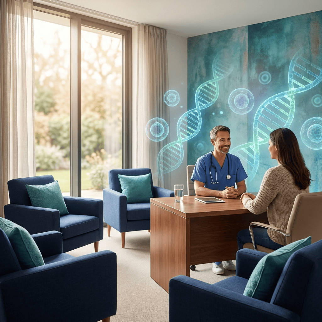 Patient and doctor in consultation symbolizing sickle cell anemia treatment with stem cells