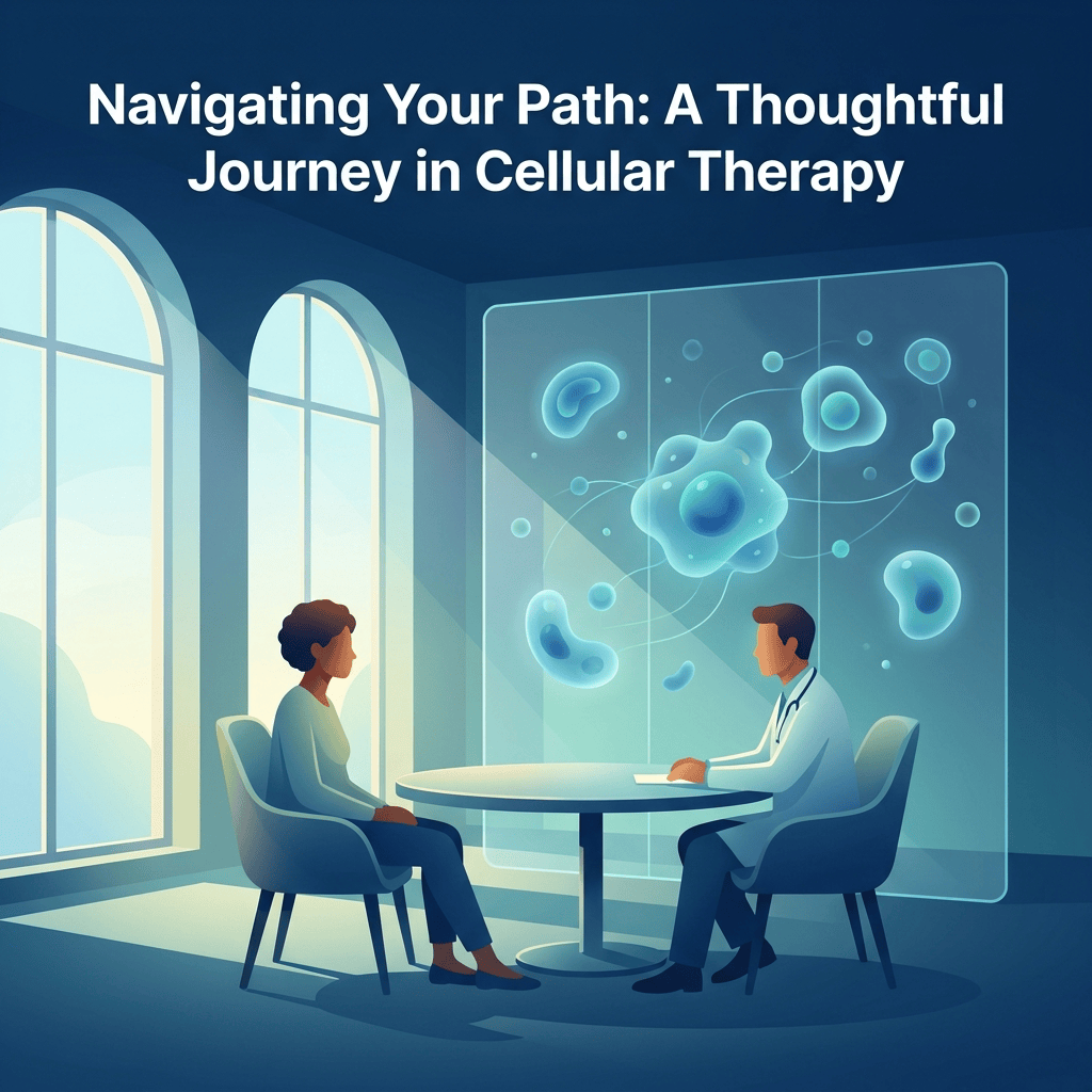 Illustration of patient and doctor discussing myeloma CAR T-cell therapy options
