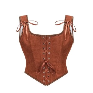 Women's Retro Lace Up Corsets with Straps Steampunk Bustier Crop Top Women Body Shaper Slimming Vest