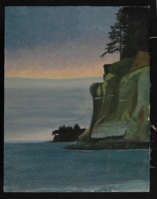 An old canvas by Bill titled, "Opal Cliffs at Sunset, 1976". About 12x16 inches.