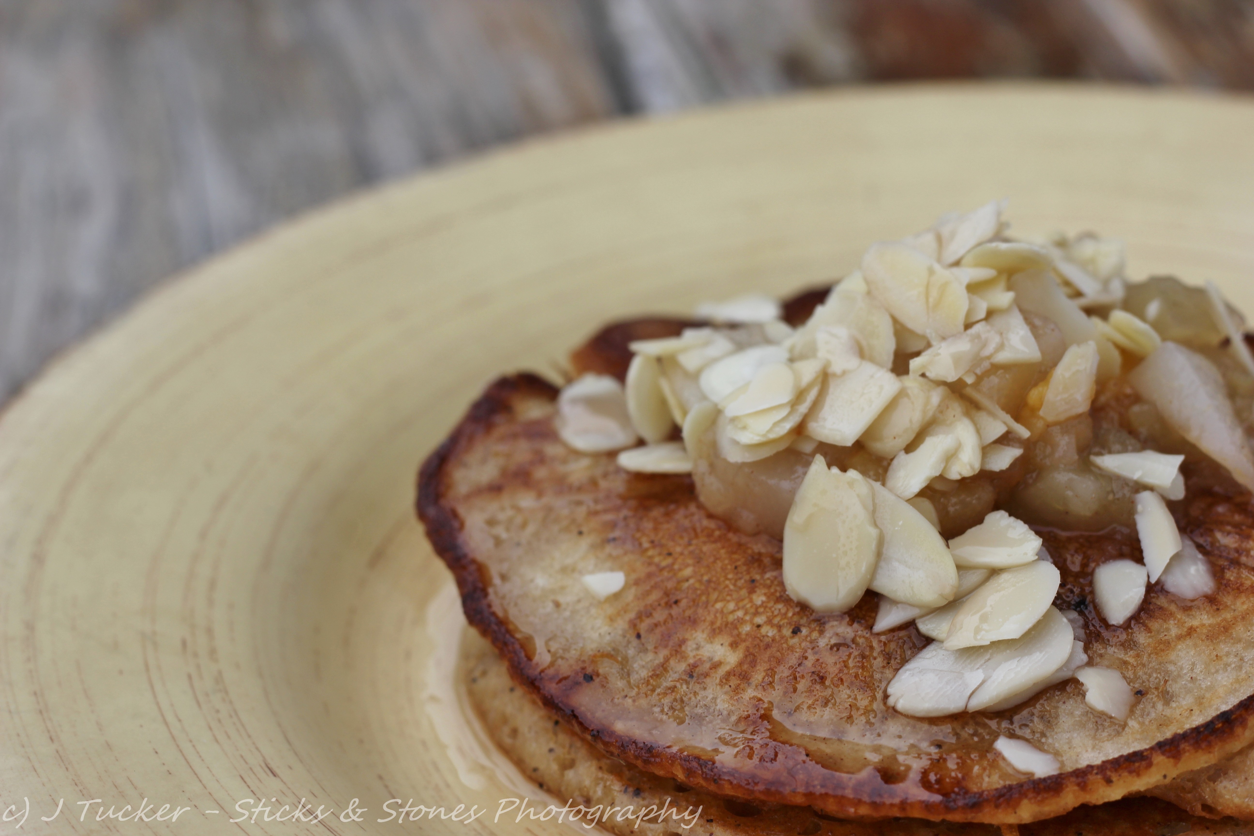 Indian coriander pancakes,star anise compote,toasted almonds,rose syrup