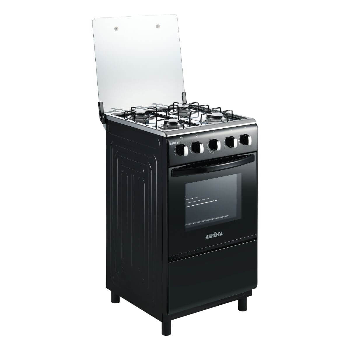 CUISINIÈRE - BRUHM - 50 X 50 - AVEC 4 BRÛLEURS À GAZ