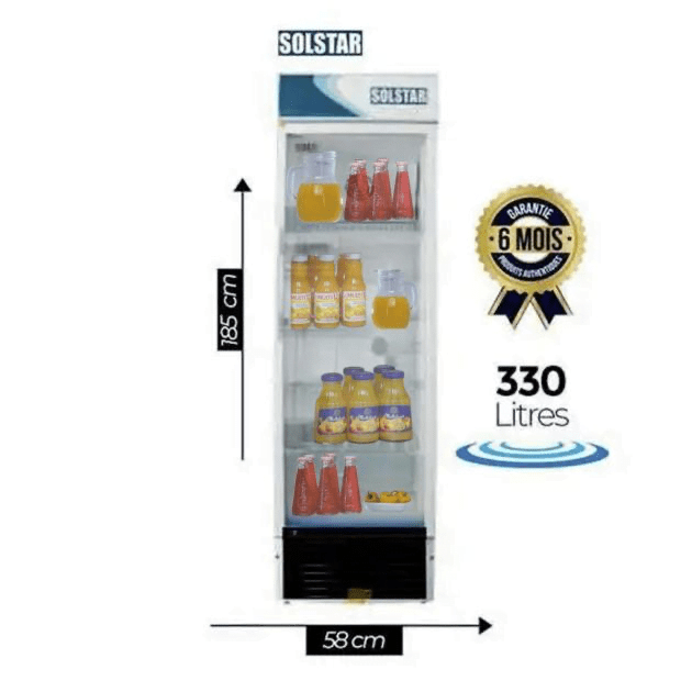 Réfrigérateur vitré Vertical - Solstar - VC 3300 SS - WHB - 330 L - Garantie 12 Mois