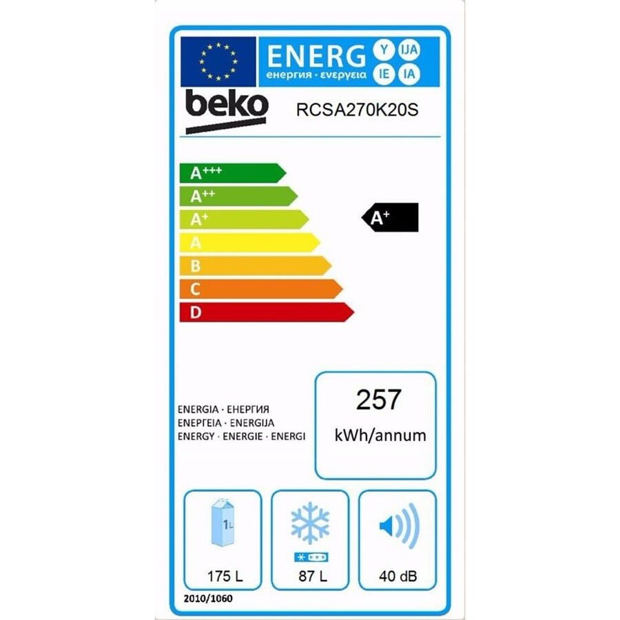 Réfrigérateur Combiné BEKO RCSA270K20S Silver - 262 Litres - Technologie MinFrost - Garantie 12 Mois